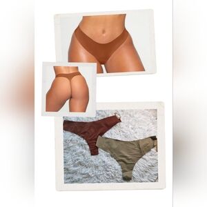 2PCS SKIMS Naked Dipped Seamless Thong In Saffron, DESERT 2X NWT